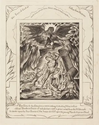 The Destruction of Job's Sons, by William Blake, ink, 1825