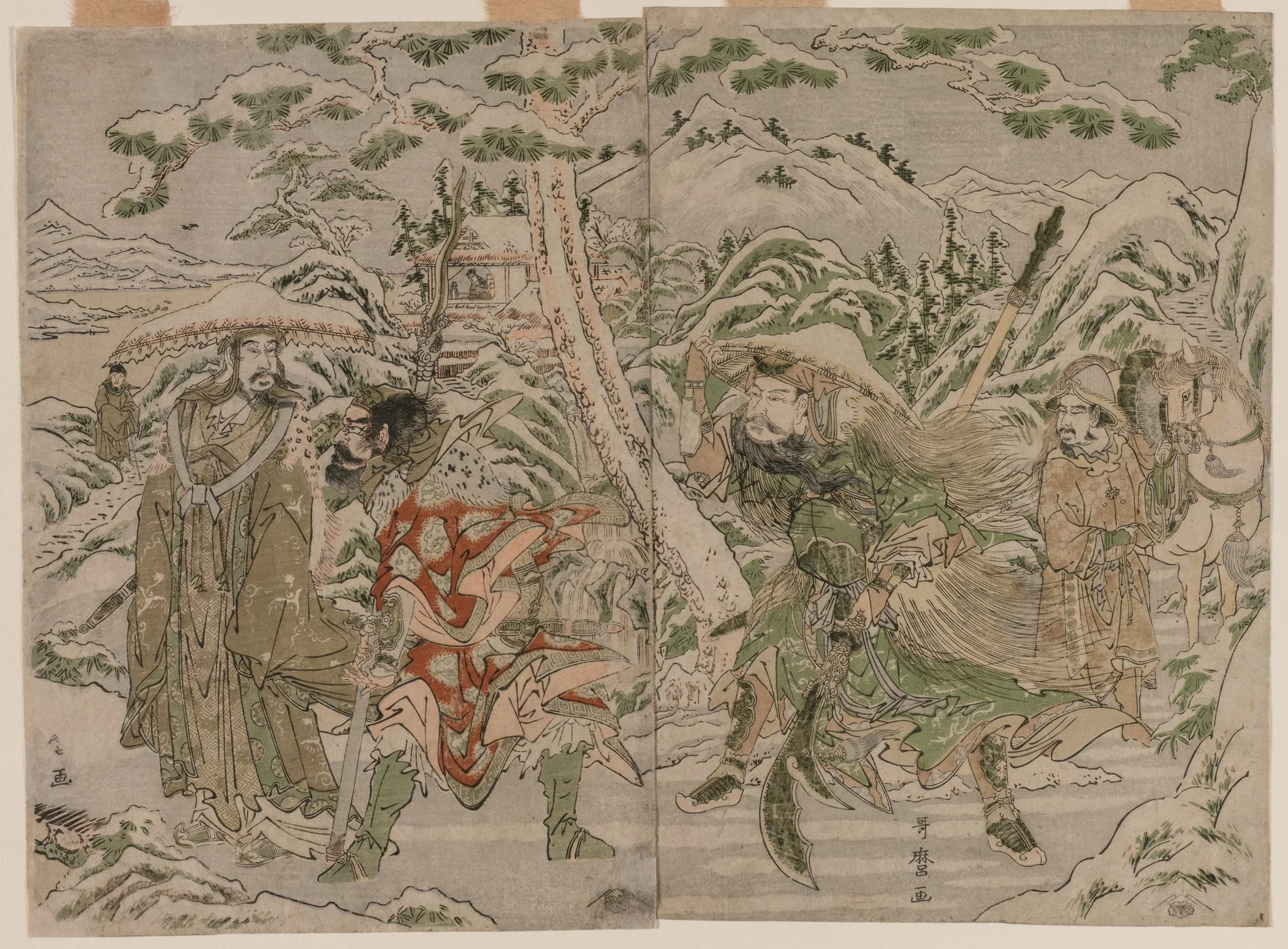 Winter Scene from the Romance of the Three Kingdoms, detail