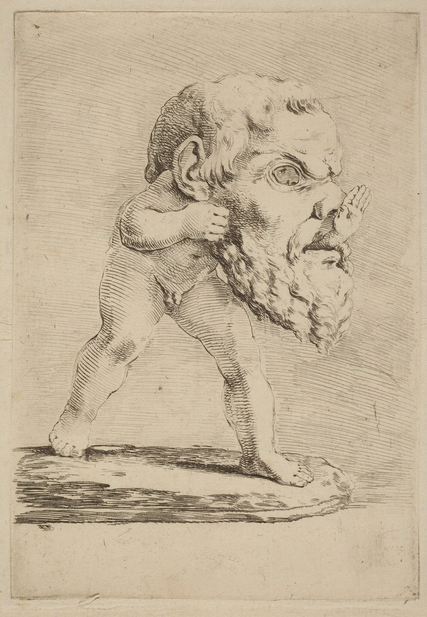 Child Wearing a Mask, detail