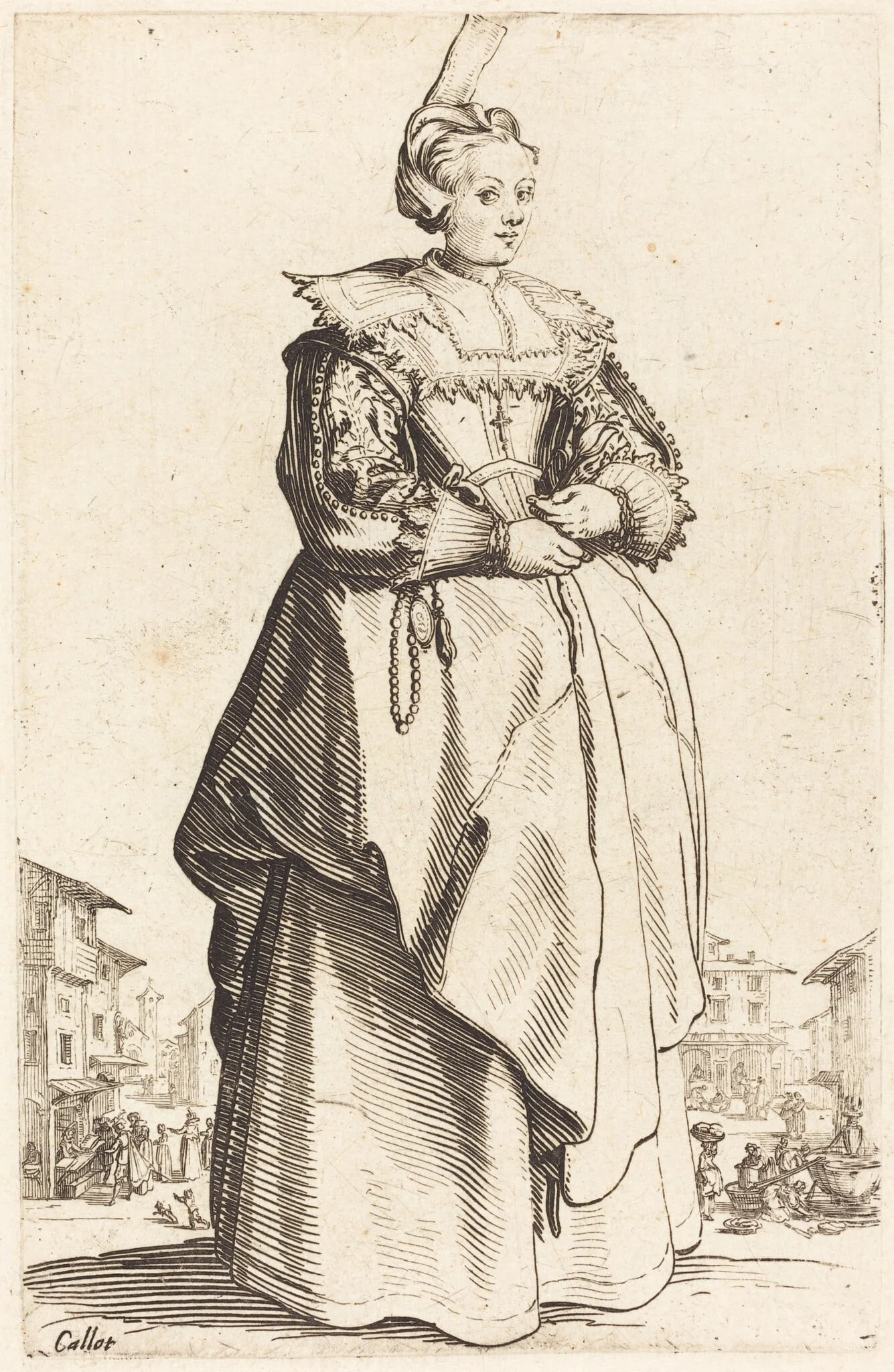 Noble Woman with a Small Hat, detail