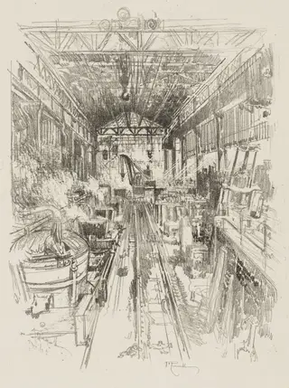 English War Work:  The Cauldrons, by Joseph Pennell, 1916