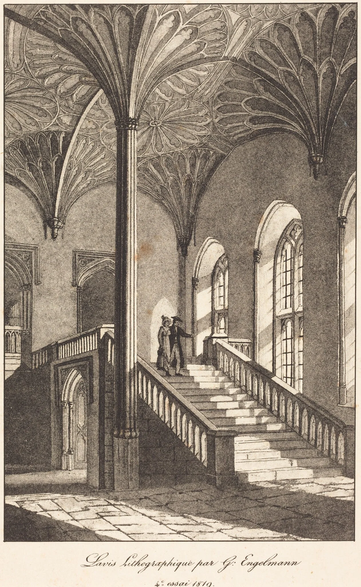 Man and Woman Descending Staircase, detail