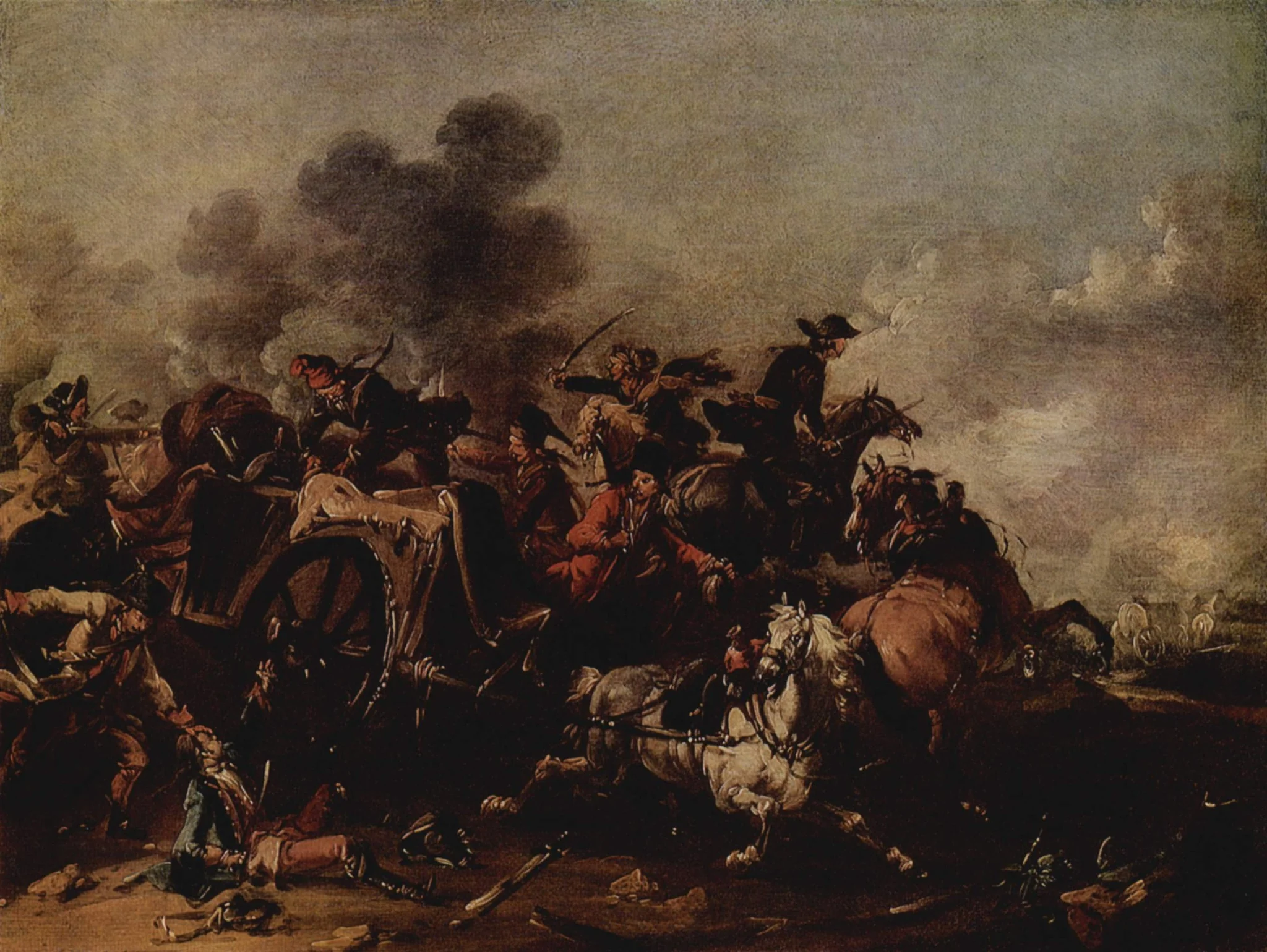 Reiterangriff auf einem Wagen, detail