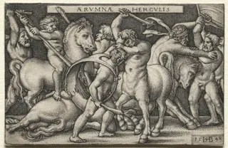 The Labors of Hercules: Hercules Defeating the Centaurs, by Sebald Beham, 1542