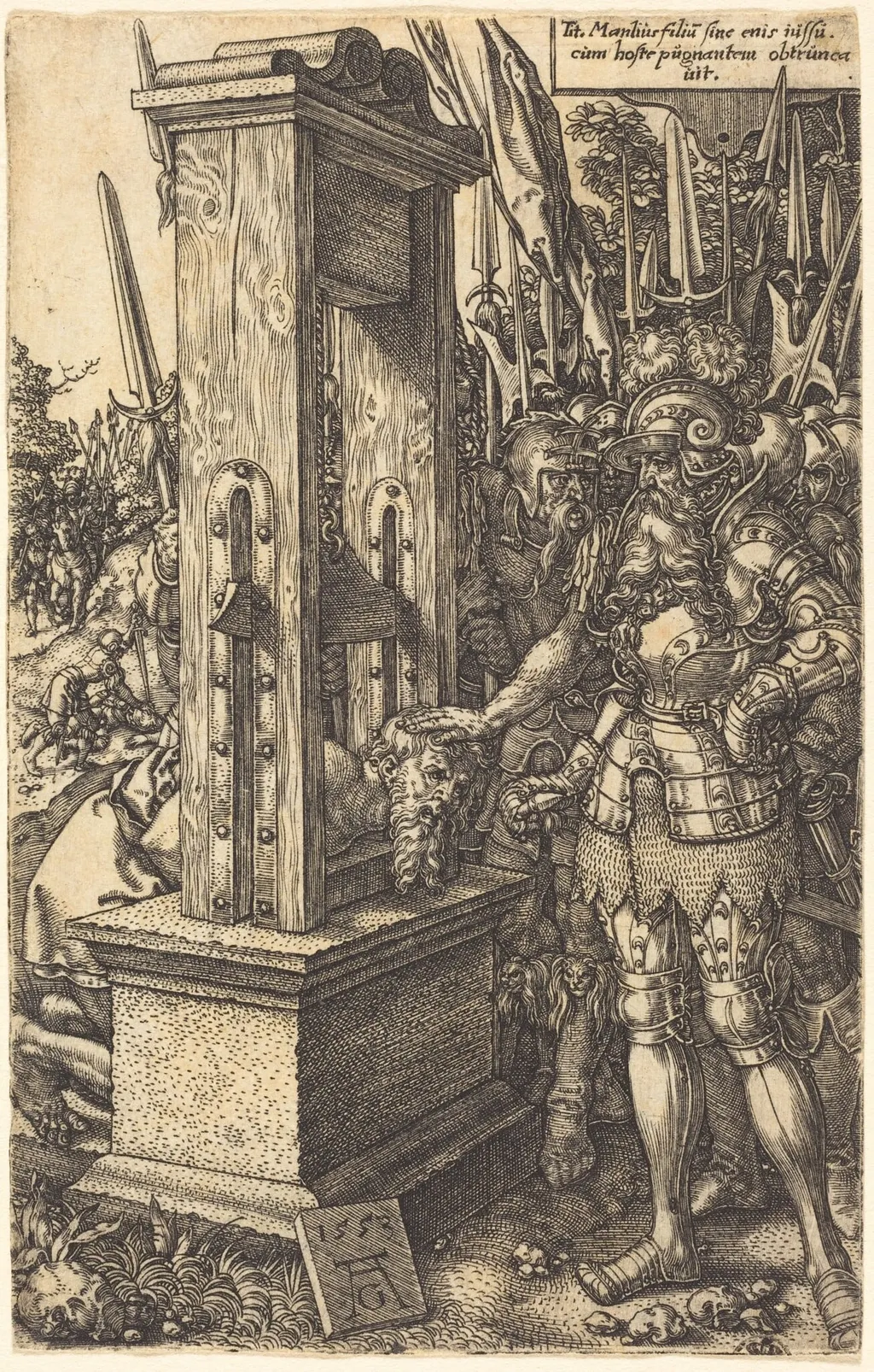 Titus Manlius Beheading His Son, by Heinrich Aldegrever, ink, 1553
