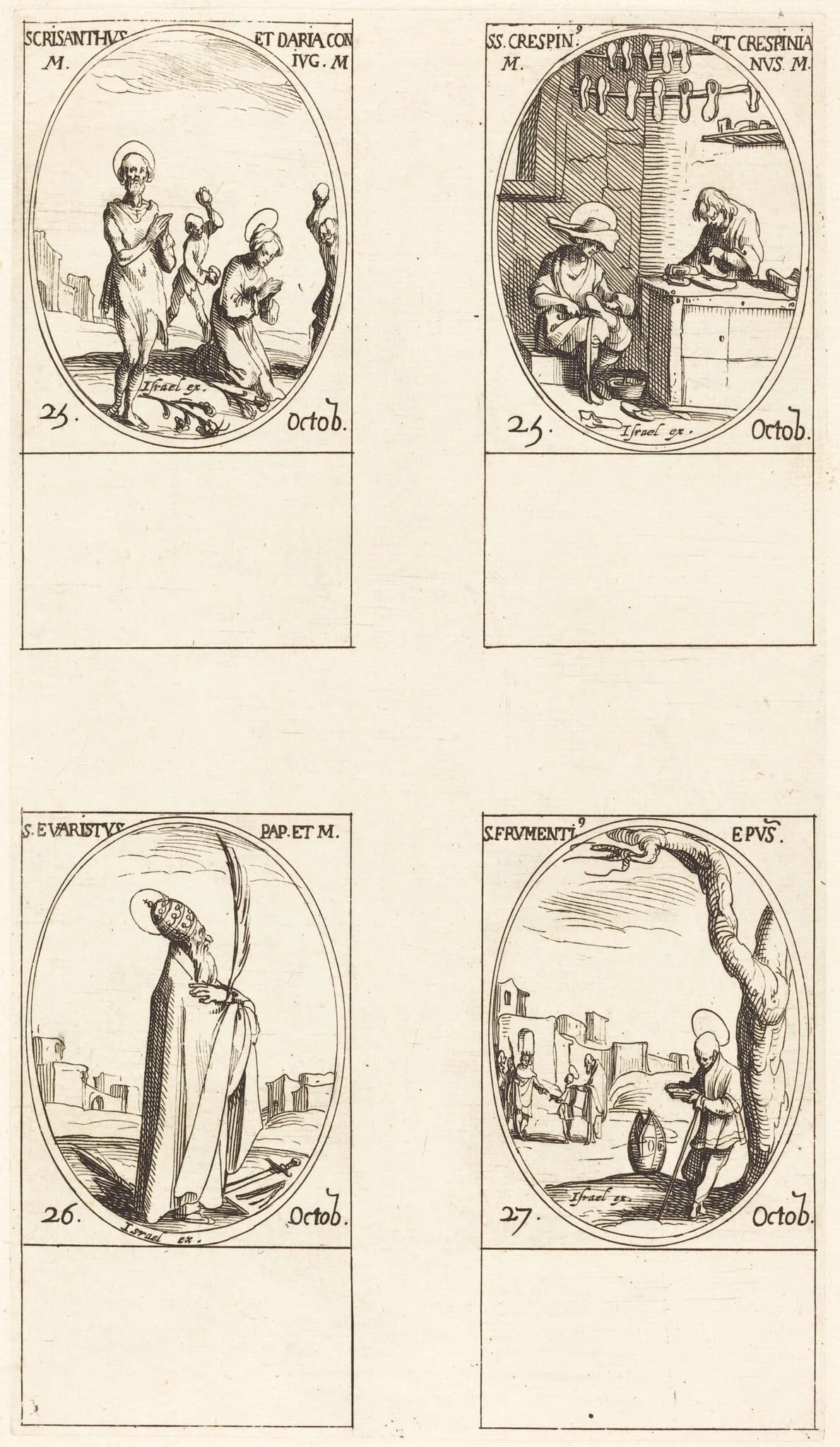 Sts. Chrysanthus & Daria; Sts. Crispin & Crispinian; St. Evaristus; St. Frumentius, detail