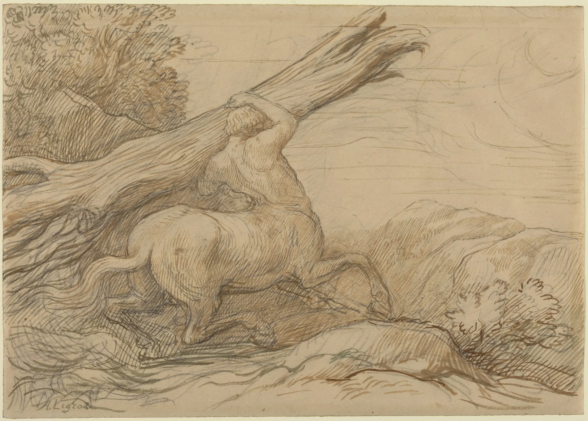 Centaur Carrying a Tree Trunk, detail