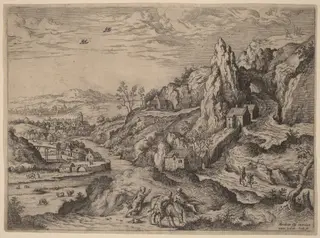 Sacrifice of Abraham, by Hieronymus Cock, ink, 1551