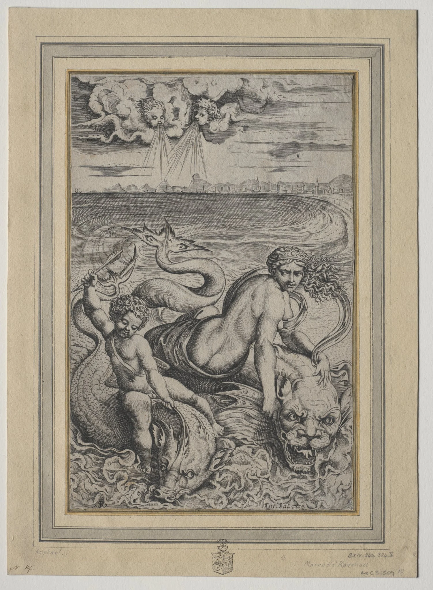 Love and Cupid Carried by Dolphins, detail