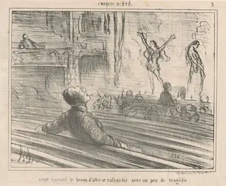 Ayant éprouvé le besoin de se rafraichir avec ..., by Honoré Daumier, ink, 1856