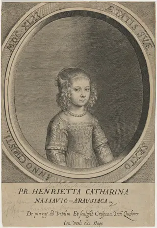 Princess Henrietta Catharina, Sister of William II of Orange, by Crispyn van den Queboorn, ink, 1628