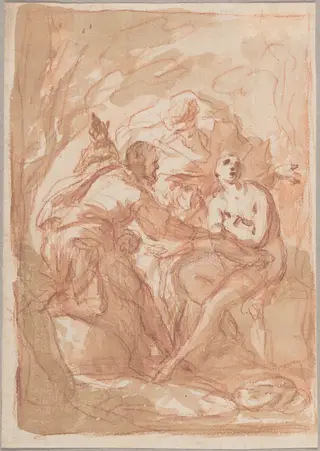 Susanna and the Elders, by Johann Michael Rottmayr, chalk, 1700