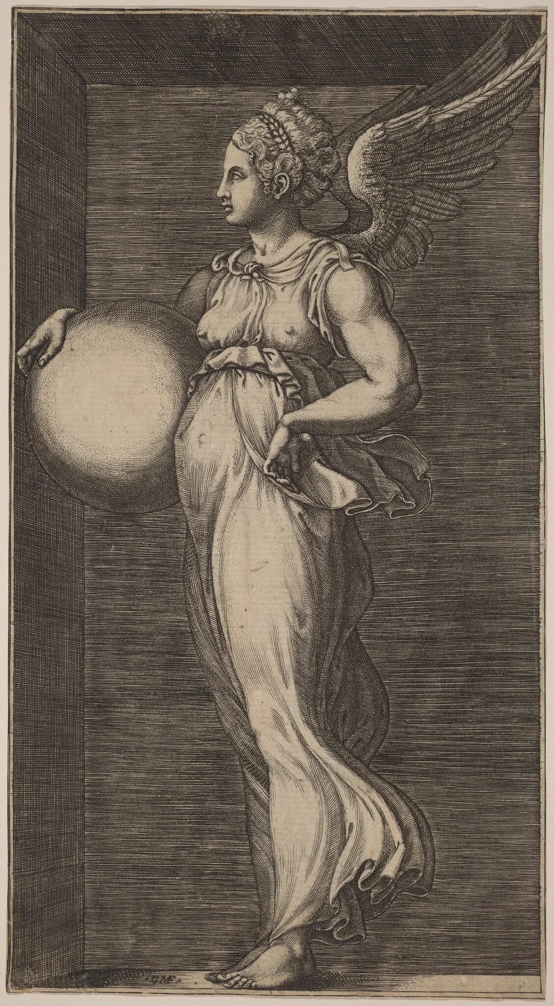 Allegorical Figure Holding a Sphere, detail