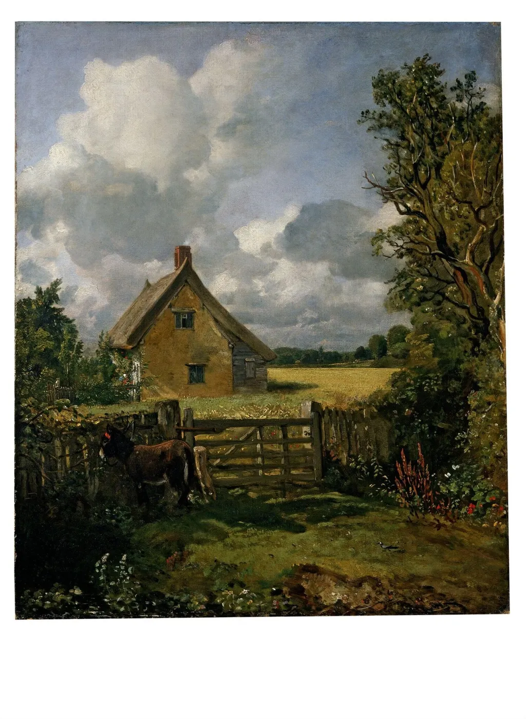 The Cottage in a Cornfield, by John Constable, oil, 1817