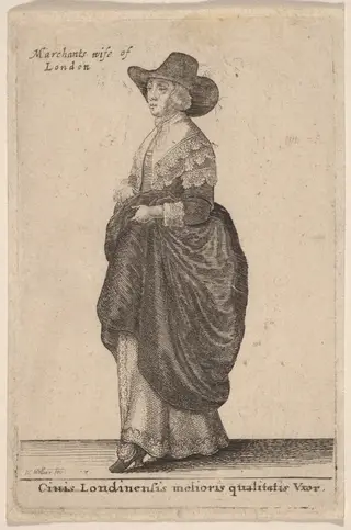 Ciuis Londinensis Melioris Qualitatis Vxor, by Wenceslaus Hollar, ink, 1643