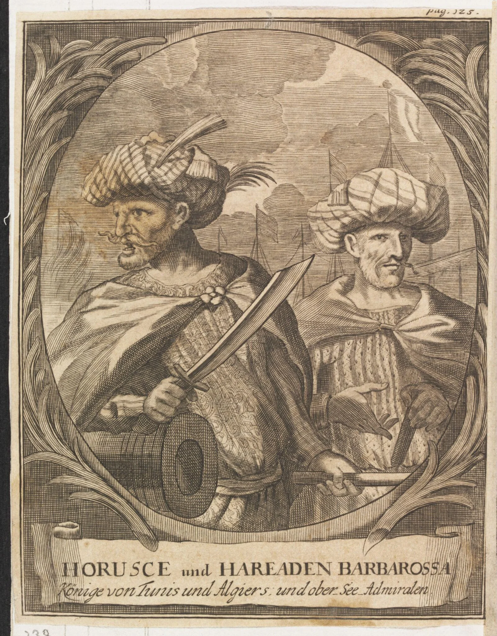 Aruj and Hayreddin Barbarossa- Ruler of Algiers & Tunis and Admiral of the Ottoman Empire, detail
