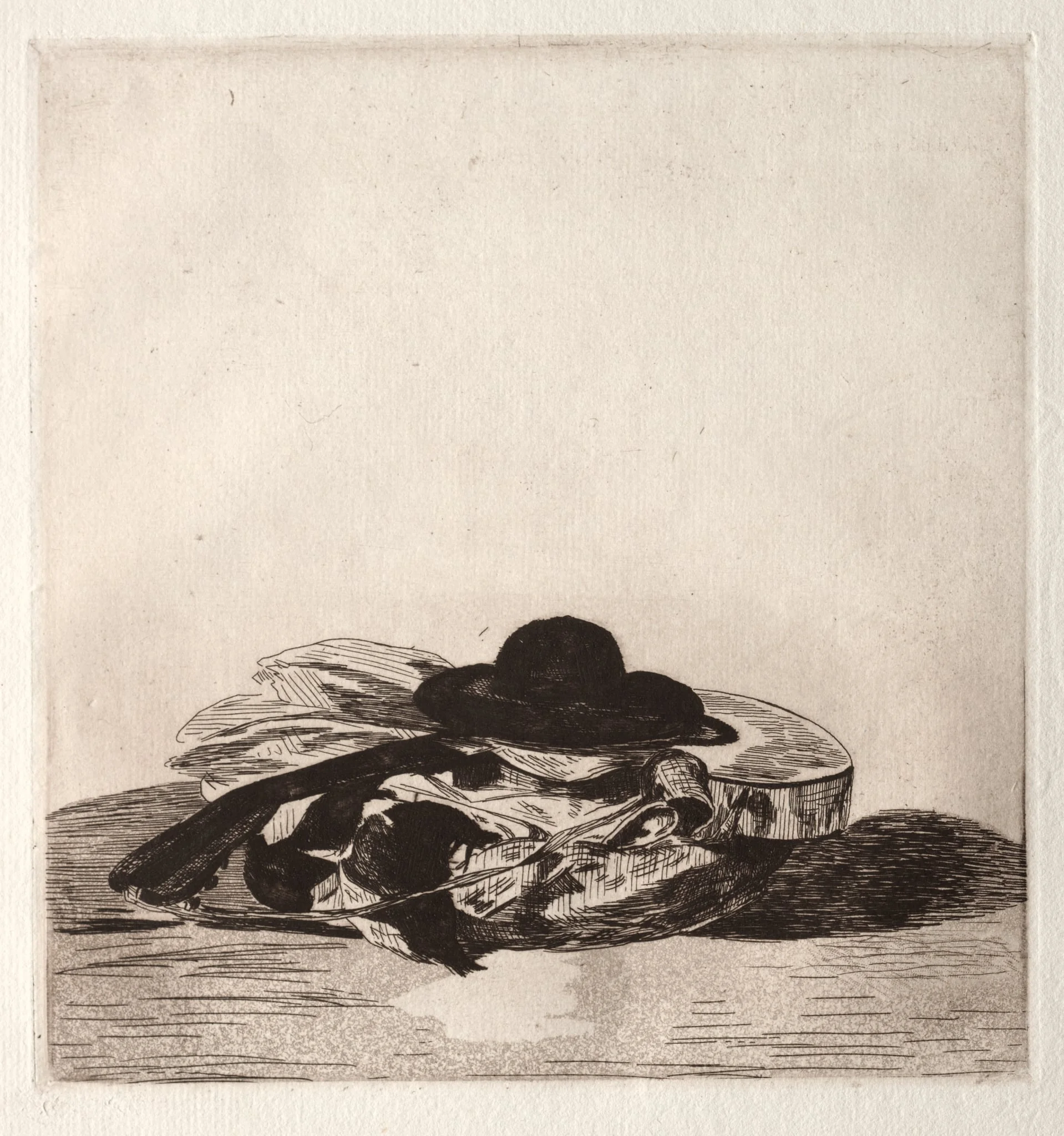 Fronttispiece for an Edition of Etchings: Hat and Guitar, detail