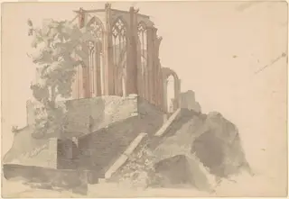 Cathedral Ruins, Bacharach, by Emanuel Gottlieb Leutze, graphite, 1841