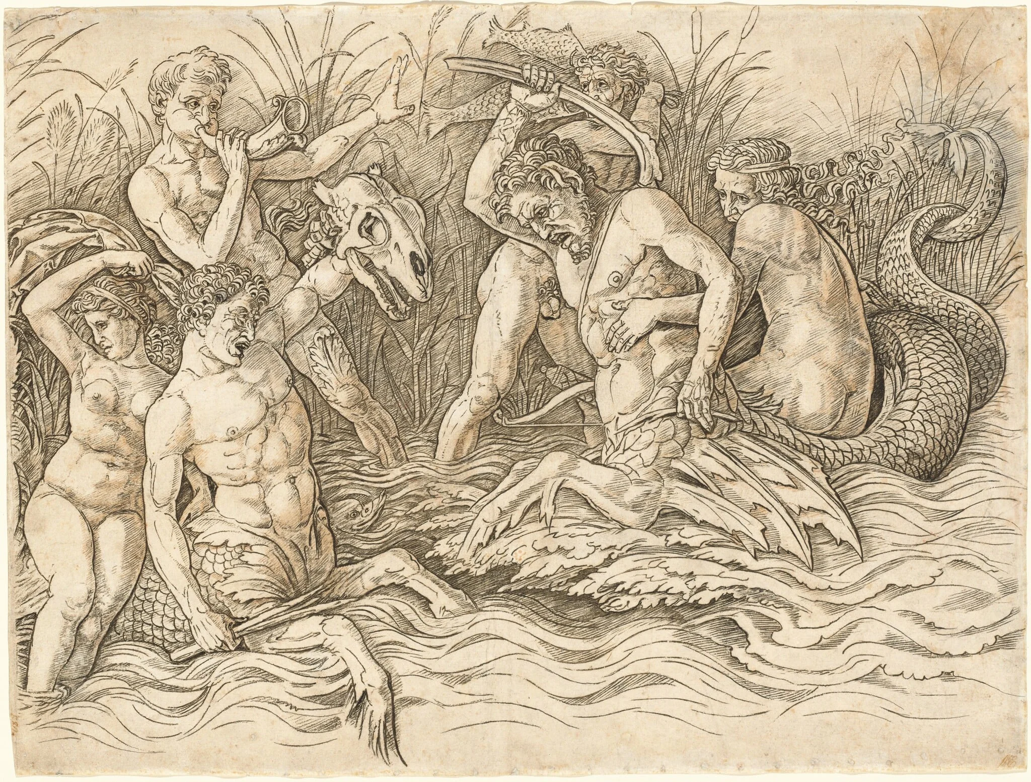 Battle of the Sea Gods [right half], detail