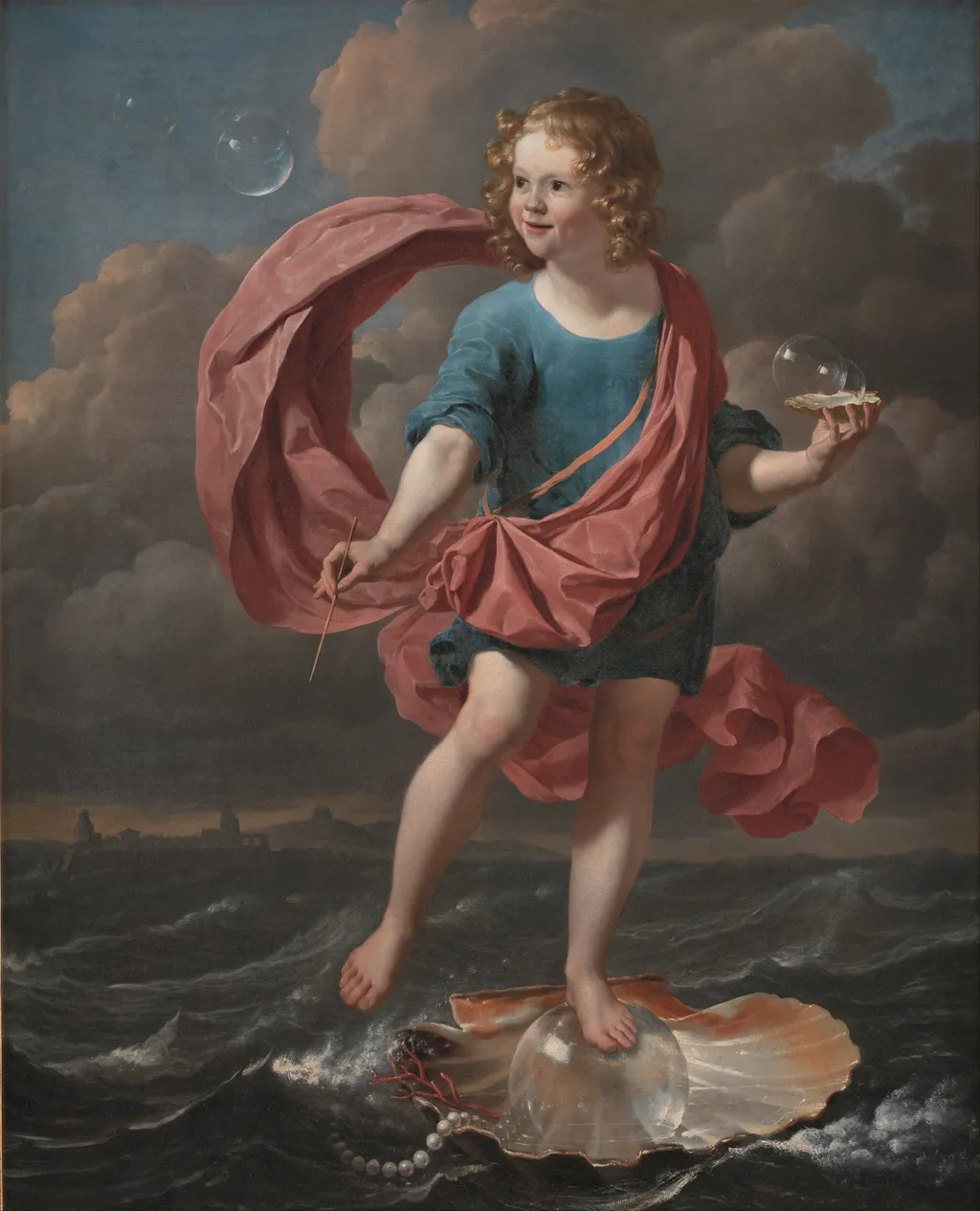 Boy Blowing Soap Bubbles. Allegory on the Transitoriness and the Brevity of Life, by Karel Dujardin, oil, 1663