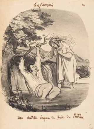 Une Imitation bourgeoise du Zéphir de Prudhon, by Honoré Daumier, ink, 1847