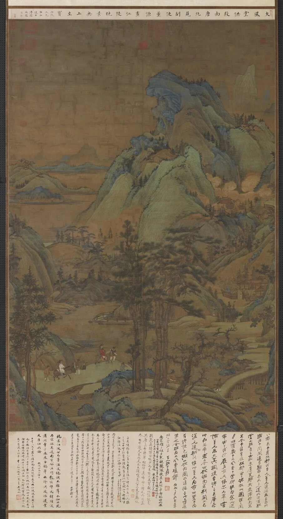 五代董源江堤晚景 軸, detail
