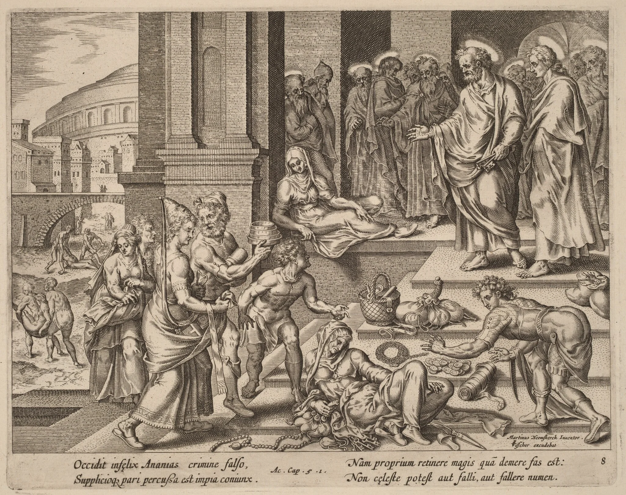 The Deaths of Ananias and Sapphira, detail