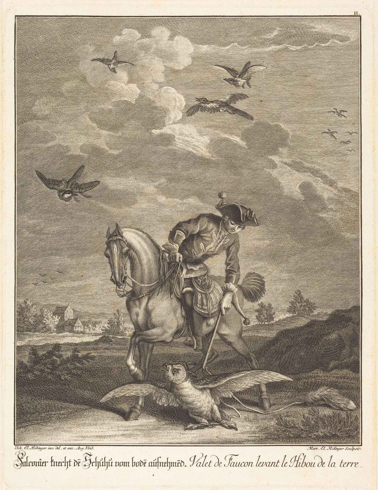 Falconeer Lifting an Owl from the Ground, detail