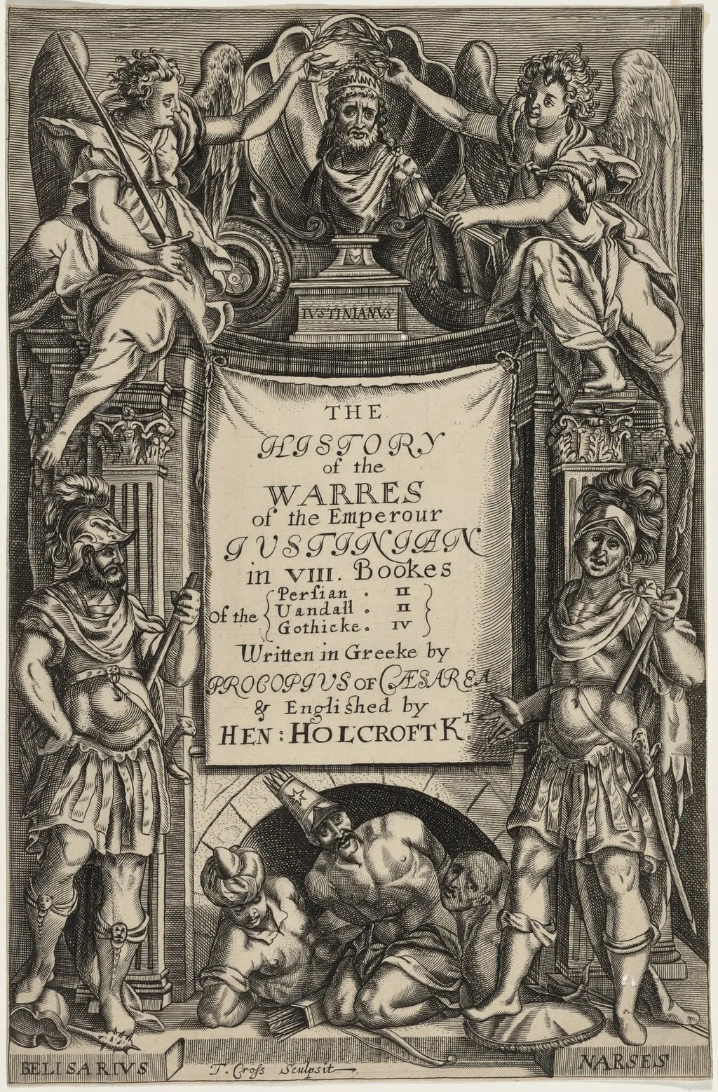 Title Page to History of the Warres of the Emperour Justinian, by Thomas Cross, ink, 1653