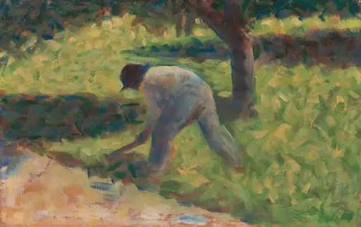 Peasant with a Hoe, by Georges Seurat, oil, 1882