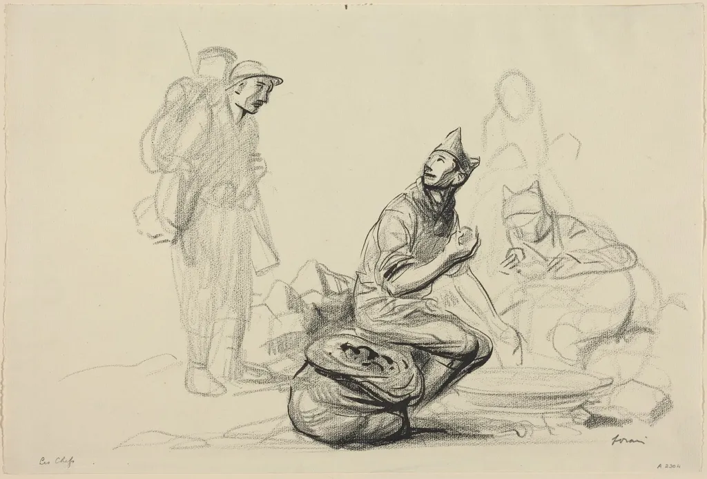 Les chefs (The Chefs), by Jean-Louis Forain, ink, 1916