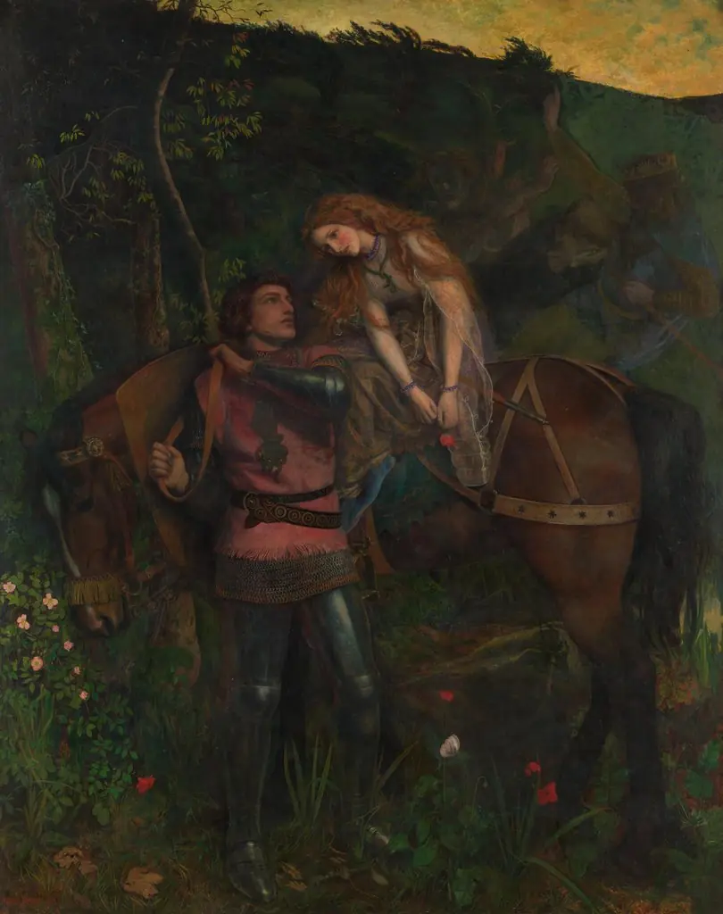 La Belle Dame sans merci, by Arthur Hughes, oil, 1863