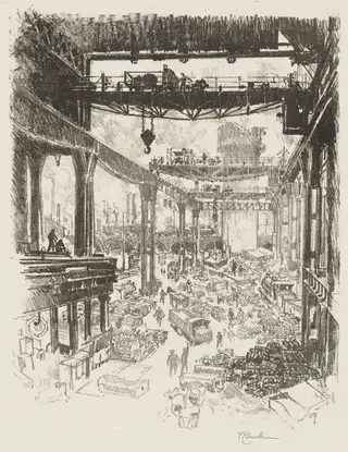 English War Work:  The Great Tower, Pig Iron, by Joseph Pennell, 1916