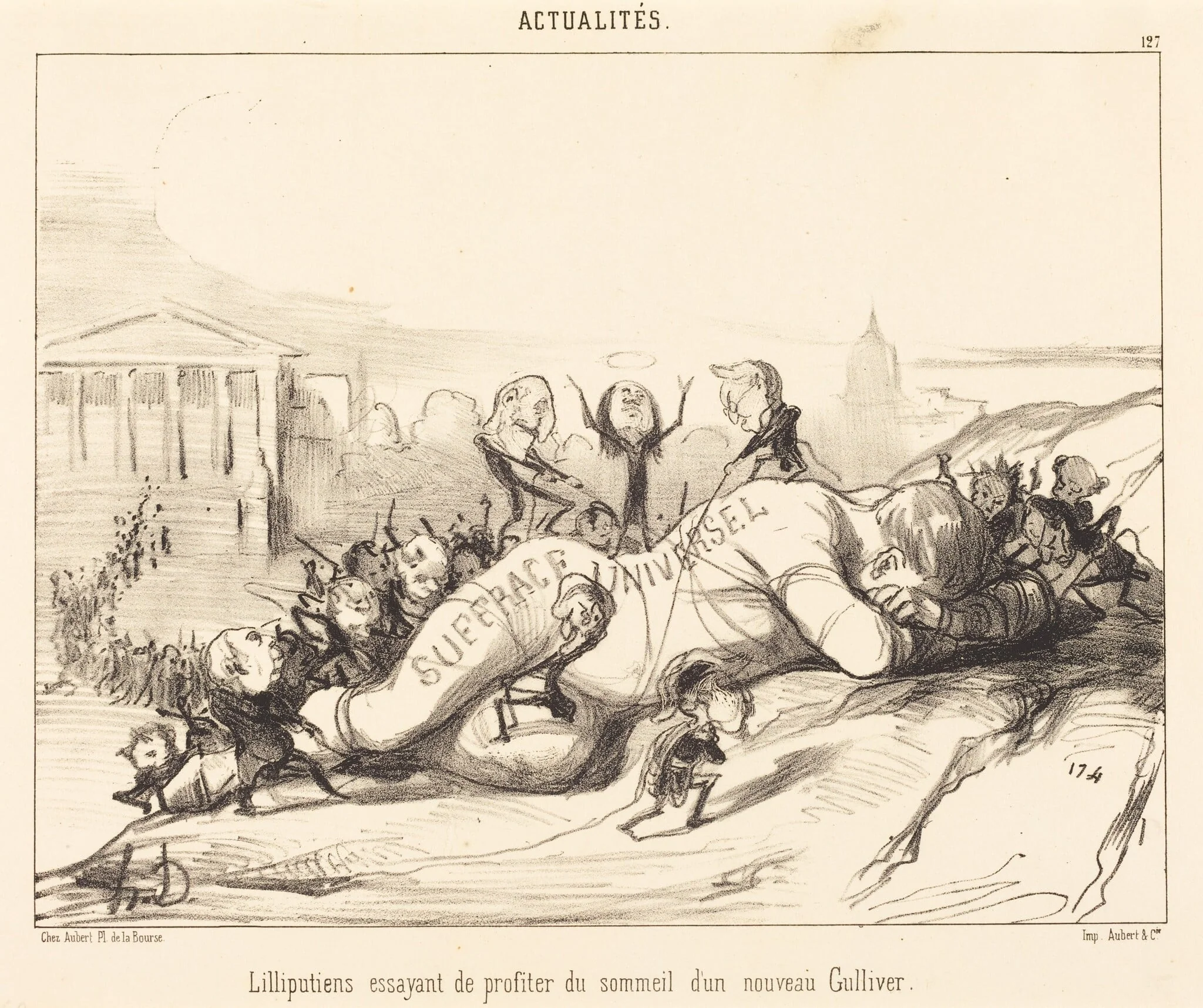 Lilliputiens essayant de profiter du sommeil..., detail