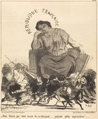 Vous finirez par vous lasser de m'attaquer..., by Honoré Daumier, ink, 1851