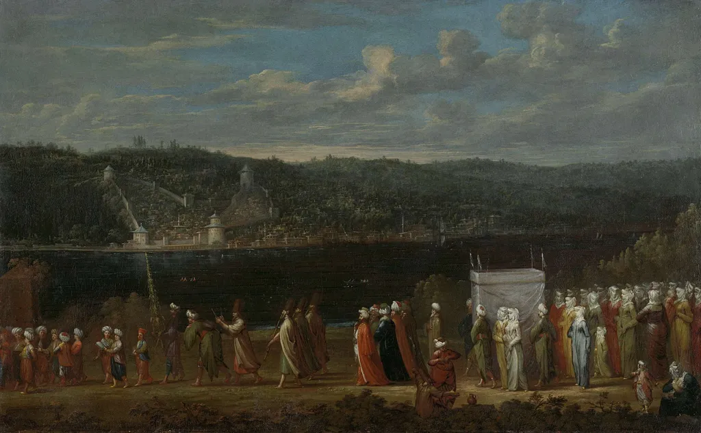 Wedding procession on the Bosphorus, by Jean Baptiste Vanmour, oil, 1728