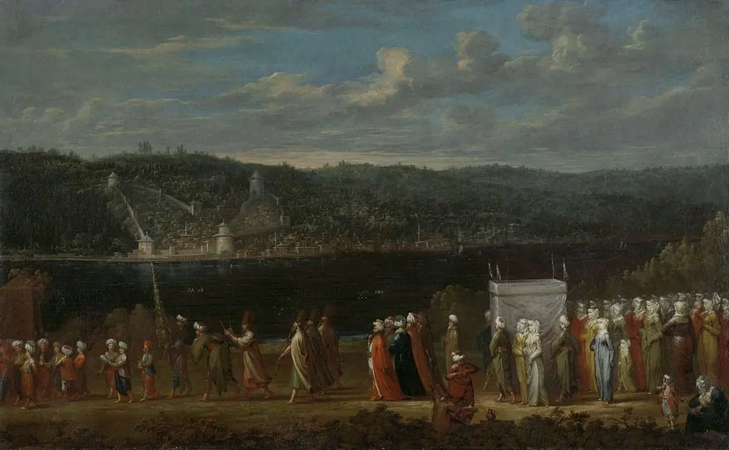 Wedding procession on the Bosphorus, by Jean Baptiste Vanmour, oil, 1728