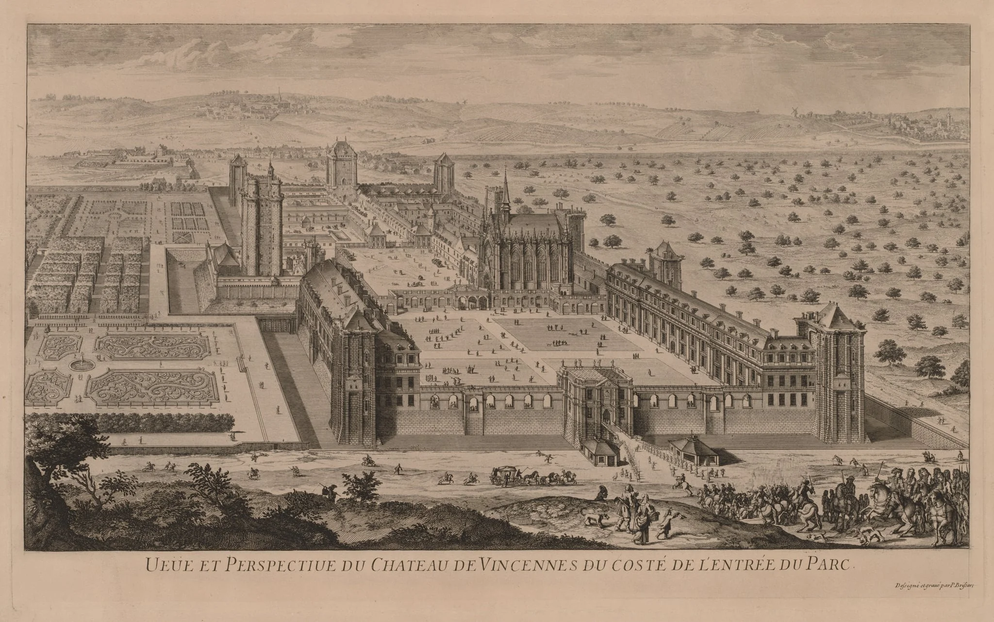 Perspective of Château of Vincennes, detail