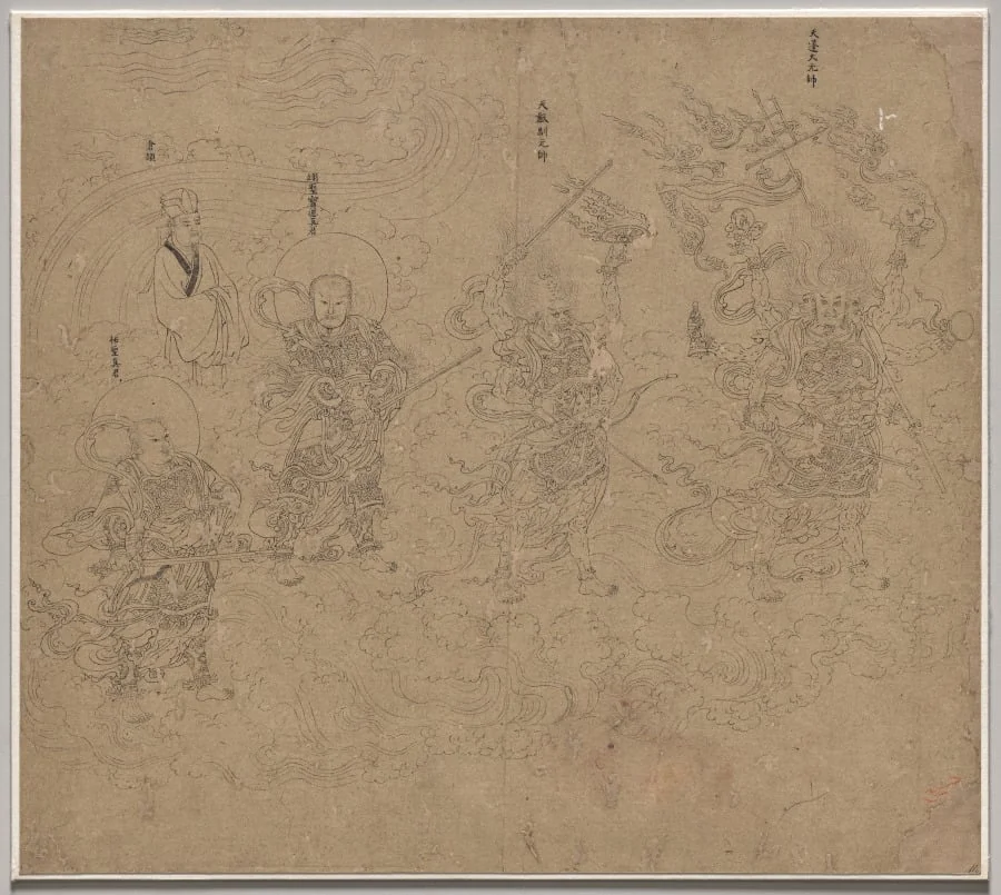 Album of Daoist and Buddhist Themes: Procession of Daoist Deities: Leaf 11, detail