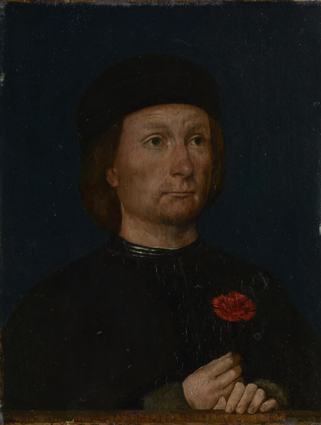Portrait of a Man with a Pink, by Michael Sittow, oil, 1500