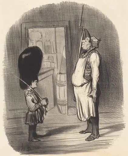 Une Famille chez qui réside l'instinct guerrier, by Honoré Daumier, ink, 1847