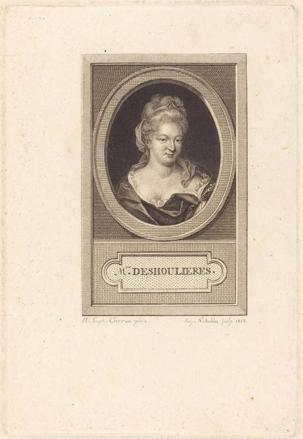 Antoinette du Ligier de La Garde Deshoulieres, by Augustin de Saint-Aubin, ink, 1803