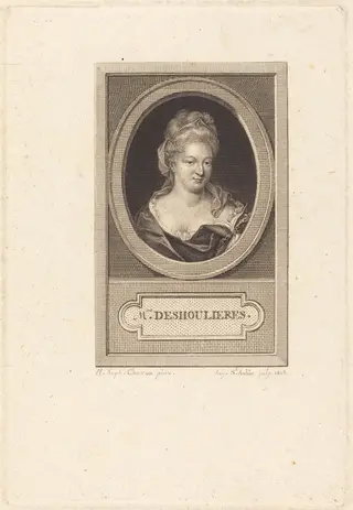 Antoinette du Ligier de La Garde Deshoulieres, by Augustin de Saint-Aubin, ink, 1803