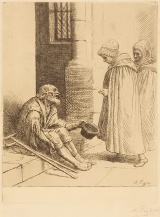 Charity (La charite), by Alphonse Legros, ink, 1874