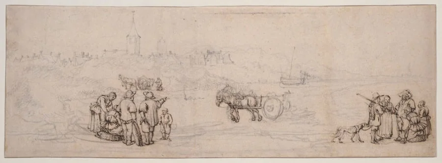 Dune Scene with Peasant Figures, detail