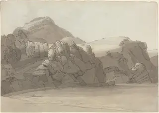 A Rocky Shore at Coombmartin, Devon (Combe Martin Bay), by Francis Towne, ink, 1783