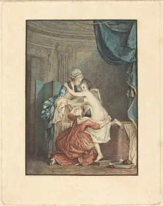 Le bain (The Bath), by Nicolas François Regnault, ink, 1778