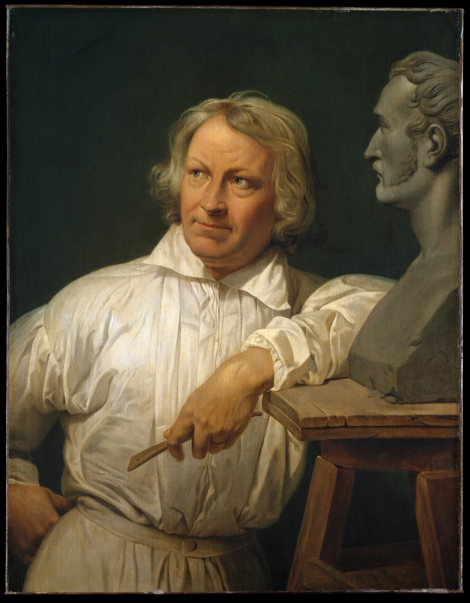Bertel Thorvaldsen (1768–1844) with the Bust of Horace Vernet, detail