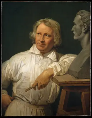 Bertel Thorvaldsen (1768–1844) with the Bust of Horace Vernet, by Horace Vernet, oil, 1833