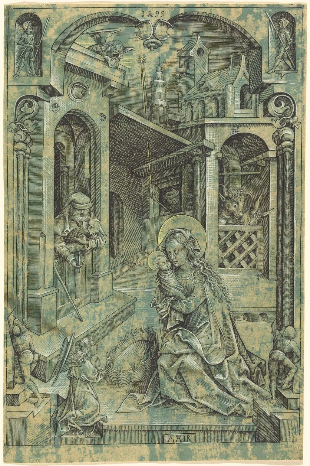 The Nativity, by Mair von Landshut, ink, 1499